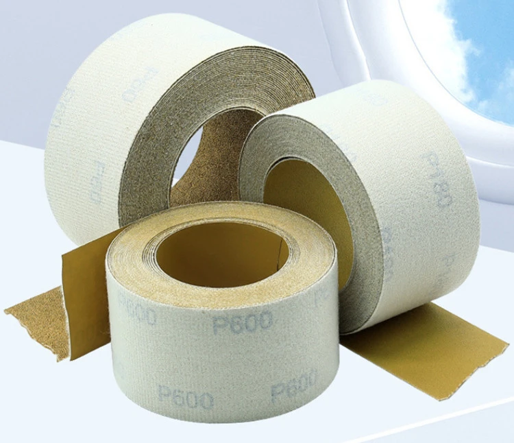Rollo de papel de lija con respaldo adhesivo